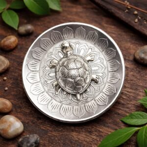 Metal Tortoise on Lotus Plate